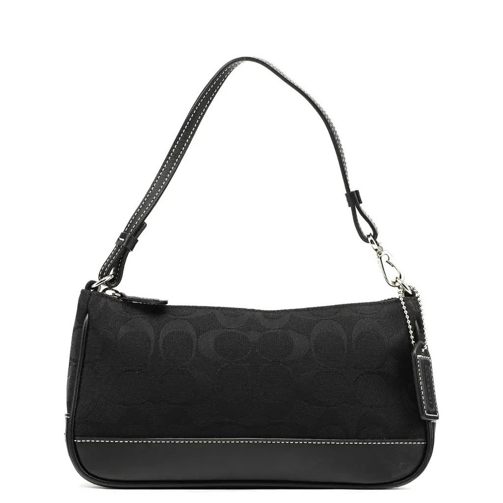 Coach‎ Signature Demi Pouch 6094 Black Monogram Canvas Leather Convertible Y2K